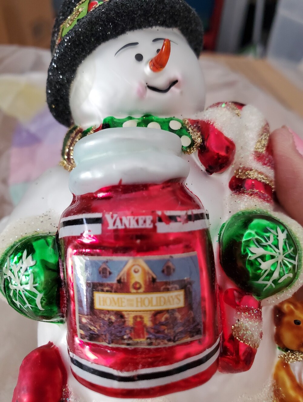 Christopher Radko Yankee Candle Colab Snowman Blown Glass Christmas Ornament - Picture 4 of 13